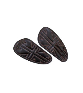 Customized Royal Enfield Interceptor 650 Leather Knee Pad Pair Union Jack Black D7