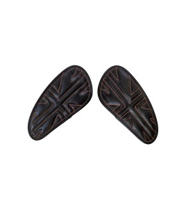 Customized Royal Enfield Interceptor 650 Leather Knee Pad Pair Union Jack Black D7