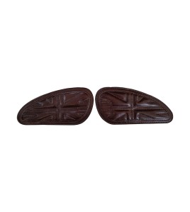 Customized Royal Enfield Interceptor 650cc Leather Knee Pad Pair Union Jack D4
