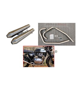 Royal Enfield GT and Interceptor 650cc SS LH-RH Exhaust Header Pipe with Silencer Matt Finish