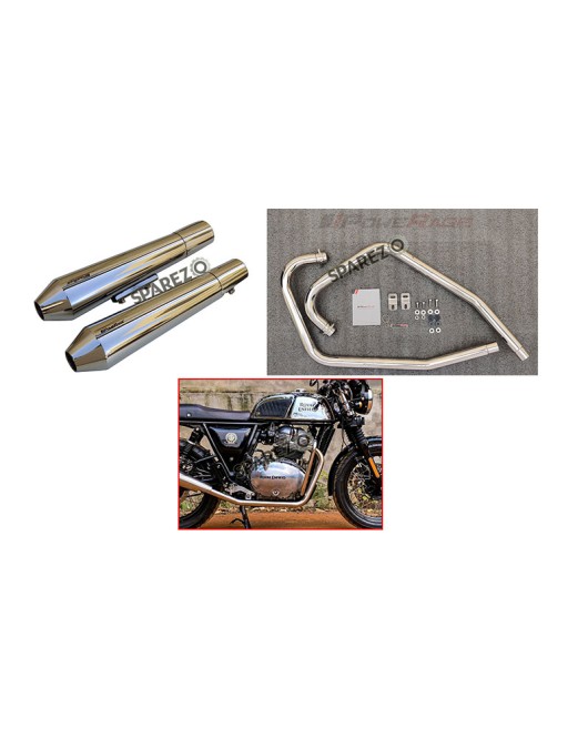 Royal Enfield GT and Interceptor 650cc SS LH-RH Exhaust Header Pipe with Silencer Polished