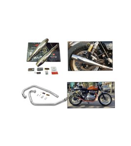 Royal Enfield GT and Interceptor 650cc Red Rooster Header Bend Pipe with Silencer Polished