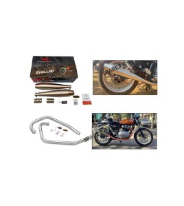 Royal Enfield GT and Interceptor 650cc Red Rooster Header Bend Pipe with Silencer Matt Finish