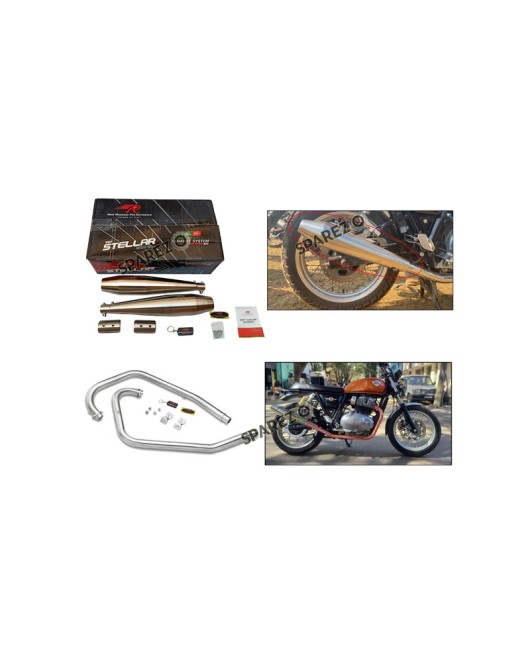 Royal Enfield GT and Interceptor 650cc Red Rooster Header Bend Pipe with Silencer Matt Finish