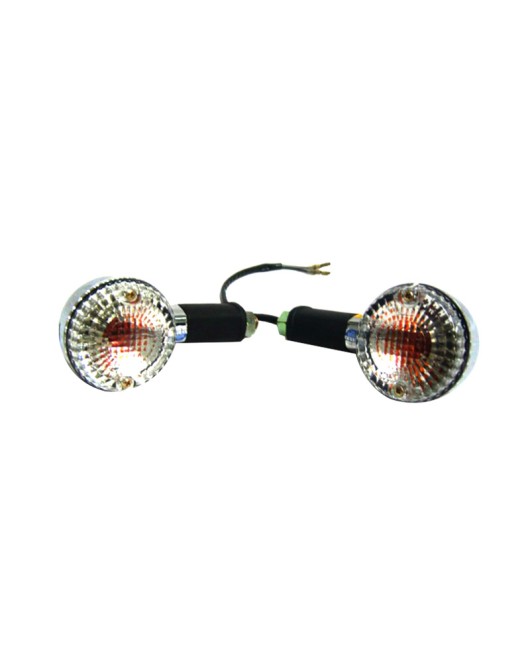 Royal Enfield Chromed Side Indicator Set Clear Lens Amber Bulbs