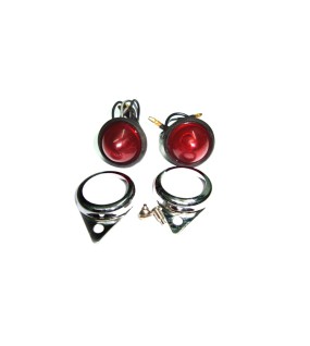 Complete Red Pilot Lamp 12v Chromed Assembly