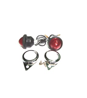 Complete Red Pilot Lamp 12v Chromed Assembly