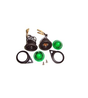 Complete Green Pilot Lamp 12v Black Rim Assembly