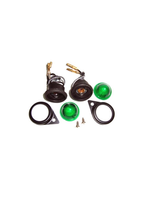 Complete Green Pilot Lamp 12v Black Rim Assembly