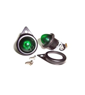 Complete Green Pilot Lamp 12v Black Rim Assembly