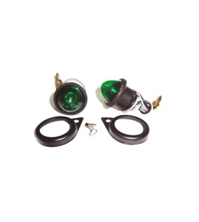 Complete Green Pilot Lamp 12v Black Rim Assembly