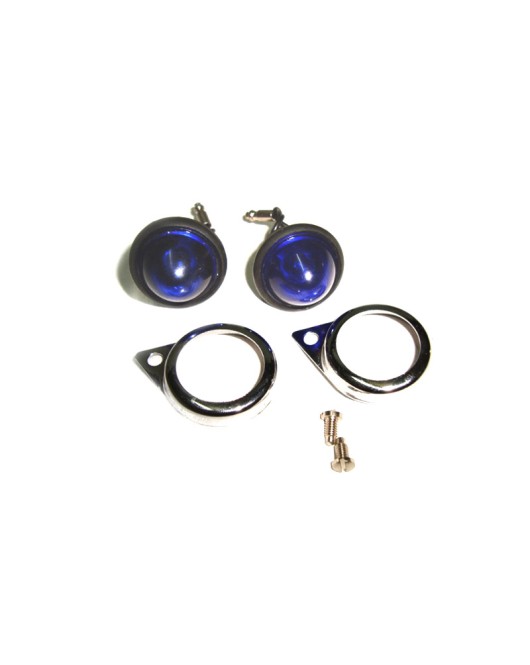 Complete Blue Pilot Lamp 12v Chromed Rim Assembly