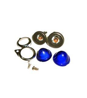 Complete Blue Pilot Lamp 12v Chromed Rim Assembly