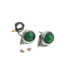 Complete Green Pilot Lamp 12v Chromed Rim Assembly