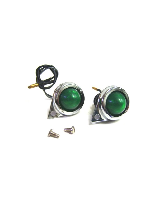 Complete Green Pilot Lamp 12v Chromed Rim Assembly