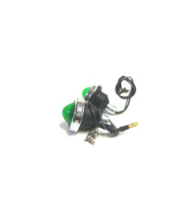 Complete Green Pilot Lamp 12v Chromed Rim Assembly