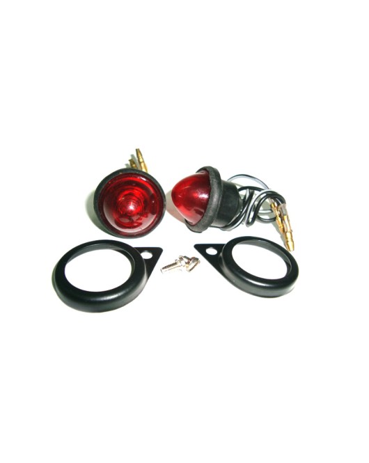 Complete Red Pilot Lamp 12v Black Rim Assembly