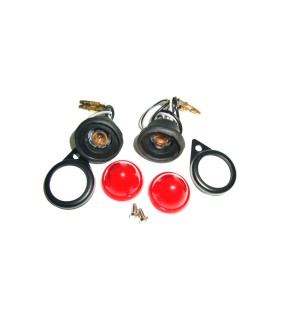 Complete Red Pilot Lamp 12v Black Rim Assembly