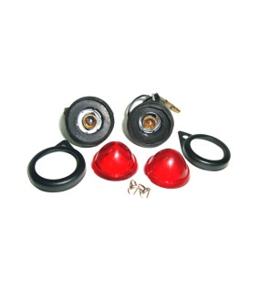 Complete Red Pilot Lamp 12v Black Rim Assembly