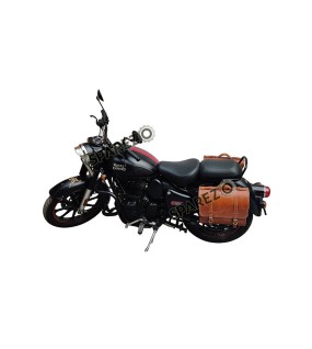 Royal Enfield New Classic Reborn 350cc Leather Brown Tan Bags With Mounting Pair