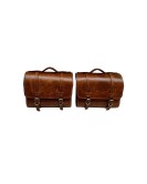 Royal Enfield New Classic Reborn 350cc Leather Brown Tan Bags With Mounting Pair