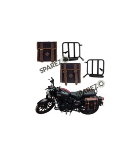 Royal Enfield New Classic Reborn 350 Canvas and Leather Bags With Mounting Pair