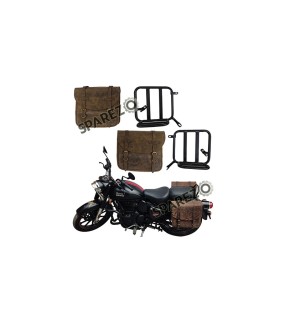 Royal Enfield New Classic Reborn 350 Leather Bags Dust Color With Mounting Pair
