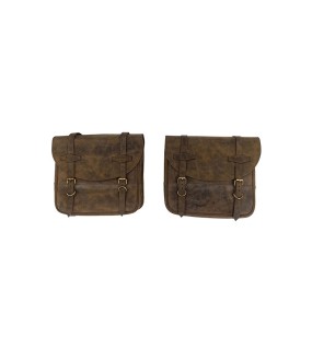 Royal Enfield Hunter 350 Leather Saddle Bags Dust Color With Mounting Pair