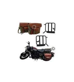 Royal Enfield New Classic Reborn 350 Olive Color Bags With Mounting Pair