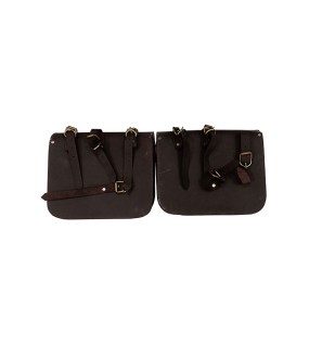 Royal Enfield Hunter 350 Leather Saddle Bags Rusty Brown With Mounting Pair