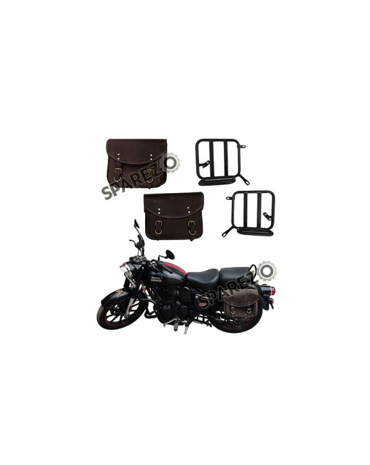 Royal Enfield New Classic Reborn 350 Saddle Bags Rusty Brown With Mounting Pair