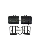 Royal Enfield New Classic Reborn 350 Leather Glossy Black Bags and Mounting Pair