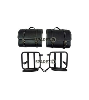 Royal Enfield New Classic Reborn 350 Leather Black Bags With Mounting Pair