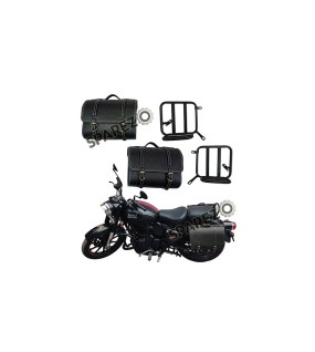Royal Enfield New Classic Reborn 350 Leather Black Bags With Mounting Pair
