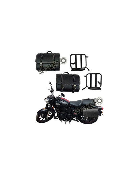 Royal Enfield New Classic Reborn 350 Leather Black Bags With Mounting Pair