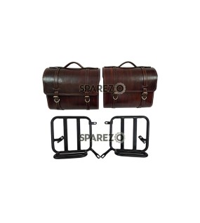 Royal Enfield New Classic Reborn 350cc Leather Antique Brown Bags and Mounting Pair
