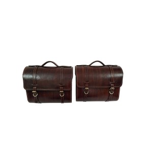 Royal Enfield Hunter 350 Leather Saddle Bags Antique Color With Mounting Pair
