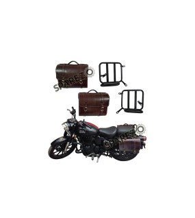 Royal Enfield New Classic Reborn 350cc Leather Antique Brown Bags and Mounting Pair