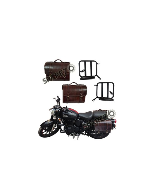 Royal Enfield New Classic Reborn 350cc Leather Antique Brown Bags and Mounting Pair