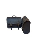 Royal Enfield New Classic Reborn 350 Leather Saddle Black Bags and Mounting Pair