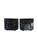 Royal Enfield New Classic Reborn 350 Leather Glossy Black Bags and Mounting Pair
