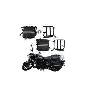Royal Enfield New Classic Reborn 350 Canvas Saddle Black Bags With Mounting Pair