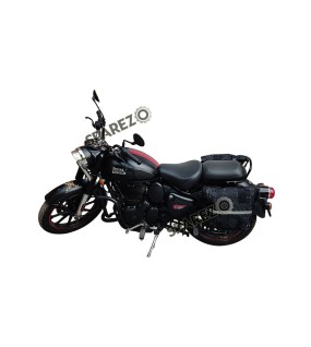 Royal Enfield New Classic Reborn 350 Canvas Saddle Black Bags With Mounting Pair