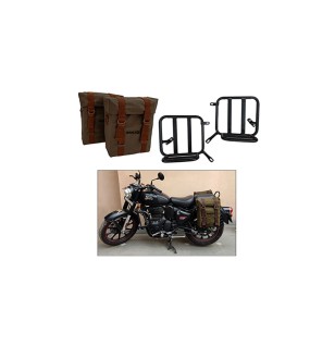 Royal Enfield New Classic Reborn 350cc Military Pannier Bags With Fitting
