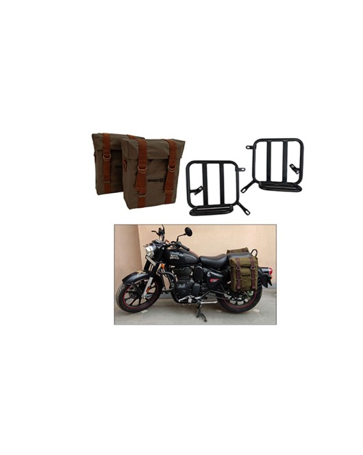 Royal Enfield New Classic Reborn 350cc Military Pannier Bags With Fitting