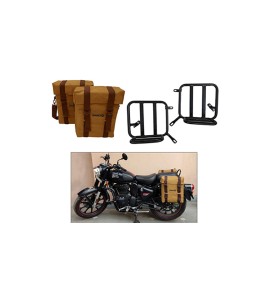 Royal Enfield New Classic Reborn 350cc Military Pannier Desert Color Bags With Fitting