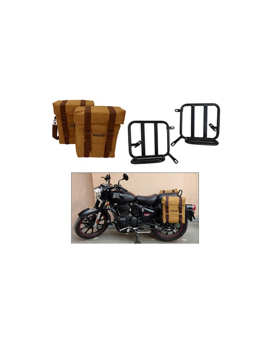 Royal Enfield New Classic Reborn 350cc Military Pannier Desert Color Bags With Fitting