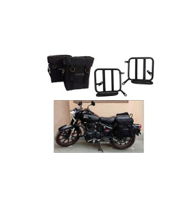 Royal Enfield New Classic Reborn 350cc Military Pannier Black Color Bags With Fitting