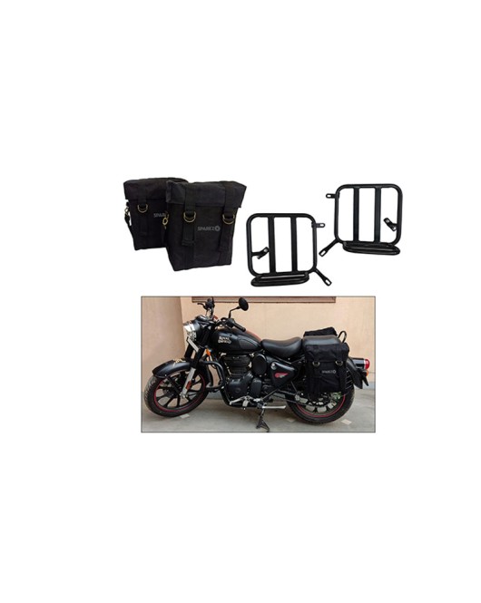Royal Enfield New Classic Reborn 350cc Military Pannier Black Color Bags With Fitting