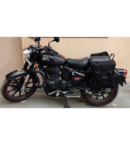 Royal Enfield New Classic Reborn 350cc Military Pannier Black Color Bags With Fitting